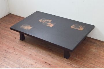 中古　美品!!　株式会社輪島工芸　輪島塗り　繊細な図柄が美しい蒔絵座卓(ローテーブル、センターテーブル、リビングテーブル)(定価約180万円)(R-077628)