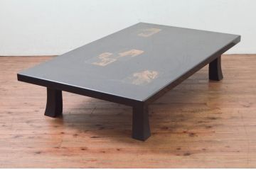 中古　美品!!　株式会社輪島工芸　輪島塗り　繊細な図柄が美しい蒔絵座卓(ローテーブル、センターテーブル、リビングテーブル)(定価約180万円)(R-077628)