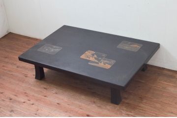 中古　株式会社輪島工芸　輪島塗り　繊細な図柄が美しい蒔絵座卓(ローテーブル、センターテーブル、リビングテーブル)(定価約160万円)(R-077629)