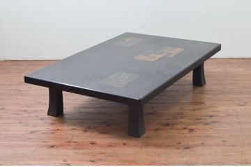 中古　株式会社輪島工芸　輪島塗り　繊細な図柄が美しい蒔絵座卓(ローテーブル、センターテーブル、リビングテーブル)(定価約160万円)(R-077629)