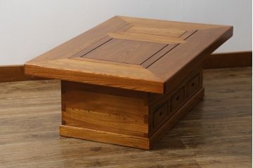 中古　美品!!　欅(ケヤキ)材　美しい木目が魅力的な関西火鉢(囲炉裏、座卓、木製火鉢、長火鉢、ローテーブル)(R-077633)