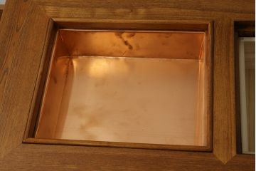 中古　美品!!　欅(ケヤキ)材　美しい木目が魅力的な関西火鉢(囲炉裏、座卓、木製火鉢、長火鉢、ローテーブル)(R-077633)