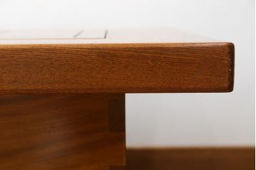 中古　美品!!　欅(ケヤキ)材　美しい木目が魅力的な関西火鉢(囲炉裏、座卓、木製火鉢、長火鉢、ローテーブル)(R-077633)