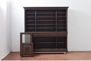 中古　美品　希少　飛騨産業　PROVINCIAL(プロヴィンシャル・プロビンシャル)　使い込まれた木の風合いが味わい深い食器棚(カップボード、水屋棚、収納棚、戸棚、飾り棚、キャビネット)(R-077638)