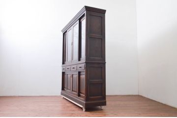 中古　美品　希少　飛騨産業　PROVINCIAL(プロヴィンシャル・プロビンシャル)　使い込まれた木の風合いが味わい深い食器棚(カップボード、水屋棚、収納棚、戸棚、飾り棚、キャビネット)(R-077638)