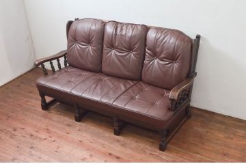 中古　飛騨産業　キツツキ　PROVINCIAL(プロヴィンシャル・プロビンシャル)シリーズ　シックな佇まいが魅力的な3人掛けソファ(3P、三人掛け、アームソファ)(定価約85万円)(R-077639)
