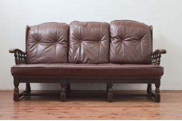 中古　飛騨産業　キツツキ　PROVINCIAL(プロヴィンシャル・プロビンシャル)シリーズ　シックな佇まいが魅力的な3人掛けソファ(3P、三人掛け、アームソファ)(定価約85万円)(R-077640)