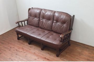 中古　飛騨産業　キツツキ　PROVINCIAL(プロヴィンシャル・プロビンシャル)シリーズ　シックな佇まいが魅力的な3人掛けソファ(3P、三人掛け、アームソファ)(定価約85万円)(R-077640)