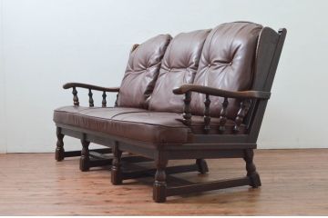 中古　飛騨産業　キツツキ　PROVINCIAL(プロヴィンシャル・プロビンシャル)シリーズ　シックな佇まいが魅力的な3人掛けソファ(3P、三人掛け、アームソファ)(定価約85万円)(R-077640)