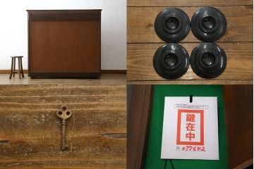 イギリスアンティーク　粋な使い方でディスプレイにも収納にもなるピアノリメイクキャビネット(食器棚、戸棚、収納棚、英国)(R-077642)