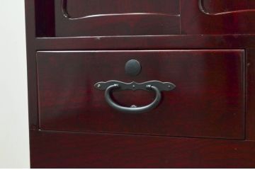 和製アンティーク　超美品!!　専門店にてリペア済み品　漆塗り直し　前面欅(ケヤキ)材　上品な佇まいが魅力的なローボード(テレビ台、テレビボード、サイドボード、収納棚、戸棚)(R-077643)