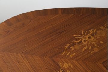 中古　最高級!!　六本木アピス(APIS)取り扱い　イタリア高級家具　真鍮飾りが美しい象嵌入りダイニングテーブル(4人掛け、6人掛け、食卓)(定価約150万円)(R-077644)
