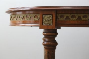 中古　最高級!!　六本木アピス(APIS)取り扱い　イタリア高級家具　真鍮飾りが美しい象嵌入りダイニングテーブル(4人掛け、6人掛け、食卓)(定価約150万円)(R-077644)