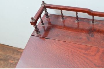 和製アンティーク　高級品!!　総欅(ケヤキ)材　赤みがかった色味が美しい帳場机(簿記机、ライティングビューロー、両袖机、座机、在宅用、在宅ワーク用)(R-077645)