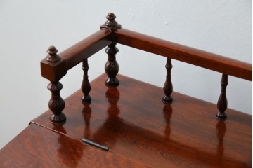 和製アンティーク　高級品!!　総欅(ケヤキ)材　赤みがかった色味が美しい帳場机(簿記机、ライティングビューロー、両袖机、座机、在宅用、在宅ワーク用)(R-077645)