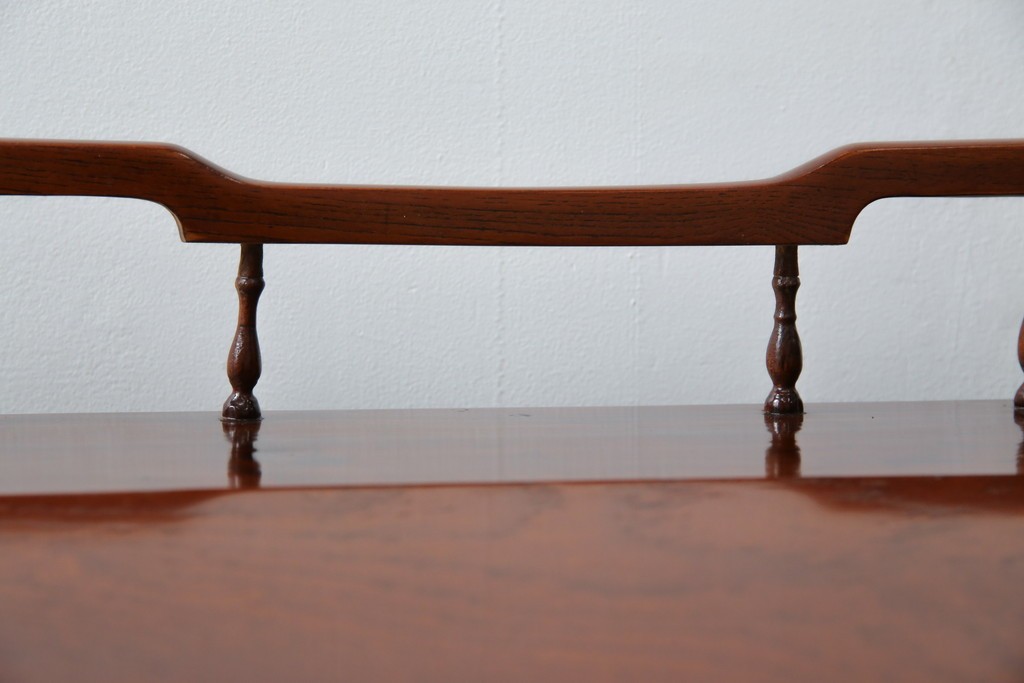 和製アンティーク　高級品!!　総欅(ケヤキ)材　赤みがかった色味が美しい帳場机(簿記机、ライティングビューロー、両袖机、座机、在宅用、在宅ワーク用)(R-077645)