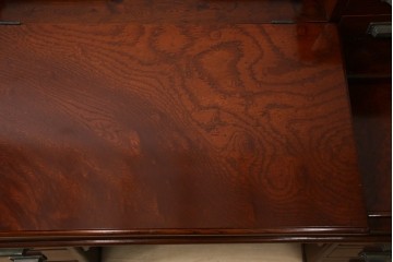 和製アンティーク　高級品!!　総欅(ケヤキ)材　赤みがかった色味が美しい帳場机(簿記机、ライティングビューロー、両袖机、座机、在宅用、在宅ワーク用)(R-077645)