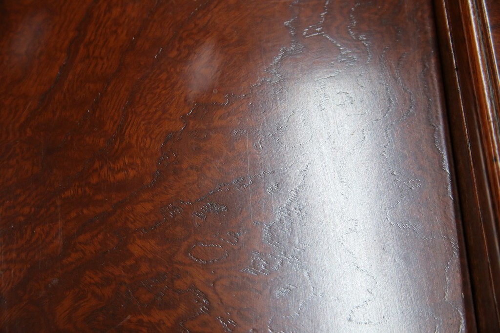 和製アンティーク　高級品!!　総欅(ケヤキ)材　赤みがかった色味が美しい帳場机(簿記机、ライティングビューロー、両袖机、座机、在宅用、在宅ワーク用)(R-077645)