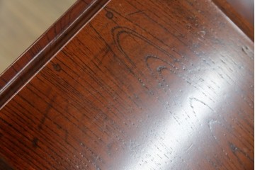 和製アンティーク　高級品!!　総欅(ケヤキ)材　赤みがかった色味が美しい帳場机(簿記机、ライティングビューロー、両袖机、座机、在宅用、在宅ワーク用)(R-077645)