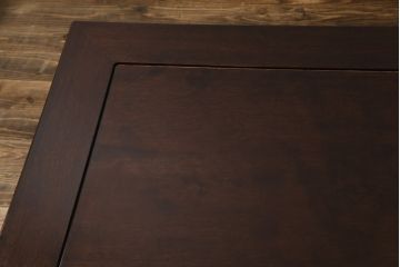 中古　美品　指物工芸家具　本紫檀(シタン)　凝った脚のデザインが目を惹くガラス天板付き座卓(ローテーブル、センターテーブル)(R-077665)