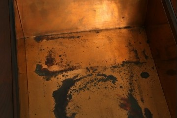 和製アンティーク　総欅(ケヤキ)材　極厚の天板が重厚感のある関西火鉢　(R-077668)