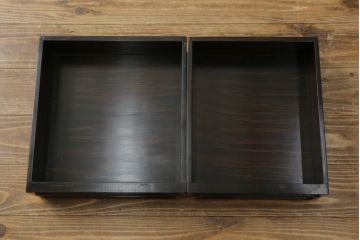 和製ビンテージ　高級品　縞黒檀(シマコクタン)　希少な六尺サイズ　上品な色味と艶が目を惹く堂々とした佇まいの飾り棚(唐木、茶棚、違い棚、収納棚、戸棚、ヴィンテージ)(R-077670)