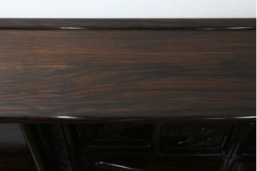 和製ビンテージ　高級品　縞黒檀(シマコクタン)　希少な六尺サイズ　上品な色味と艶が目を惹く堂々とした佇まいの飾り棚(唐木、茶棚、違い棚、収納棚、戸棚、ヴィンテージ)(R-077670)