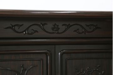 和製ビンテージ　高級品　縞黒檀(シマコクタン)　希少な六尺サイズ　上品な色味と艶が目を惹く堂々とした佇まいの飾り棚(唐木、茶棚、違い棚、収納棚、戸棚、ヴィンテージ)(R-077670)