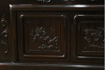和製ビンテージ　高級品　縞黒檀(シマコクタン)　希少な六尺サイズ　上品な色味と艶が目を惹く堂々とした佇まいの飾り棚(唐木、茶棚、違い棚、収納棚、戸棚、ヴィンテージ)(R-077670)