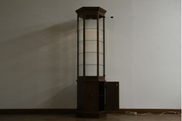 中古　美品　インテルナ南條　洗練された佇まいが魅力的なヘキサゴン縦型キュリオケース(飾り棚、ガラスケース、ショーケース、コレクションケース、キャビネット)(定価約40万円)(R-077671)