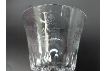 フランス　Baccarat　バカラ　Parme(パルメ)　Talleyrand(タリランド)　Oenologie(オノロジー)　意匠を凝らしたエレガントなグラス4客セット(花、鳳凰、ワイングラス、ロックグラス、スピリットグラス、コップ、タンブラー、フルレッドクリスタルガラス)(R-077676)