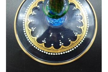 イタリア　ムラノガラス　ベネチアンガラス　金彩と鮮やかな色彩で絵付けされた豪華なワイングラス(ヴェネチアングラス、MURANO、ムラーノガラス、作家物)(R-077677)