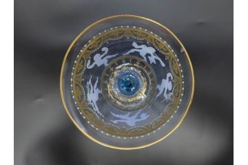 イタリア　ムラノガラス　ベネチアンガラス　金彩と鮮やかな色彩で絵付けされた豪華なワイングラス(ヴェネチアングラス、MURANO、ムラーノガラス、作家物)(R-077677)