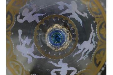 イタリア　ムラノガラス　ベネチアンガラス　金彩と鮮やかな色彩で絵付けされた豪華なワイングラス(ヴェネチアングラス、MURANO、ムラーノガラス、作家物)(R-077677)