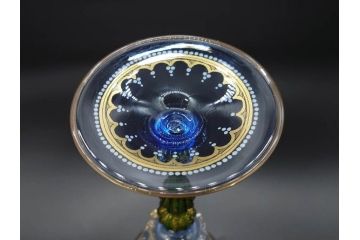 イタリア　ムラノガラス　ベネチアンガラス　金彩と鮮やかな色彩で絵付けされた豪華なワイングラス(ヴェネチアングラス、MURANO、ムラーノガラス、作家物)(R-077677)