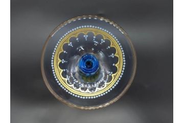 イタリア　ムラノガラス　ベネチアンガラス　金彩と鮮やかな色彩で絵付けされた豪華なワイングラス(ヴェネチアングラス、MURANO、ムラーノガラス、作家物)(R-077677)