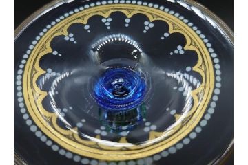 イタリア　ムラノガラス　ベネチアンガラス　金彩と鮮やかな色彩で絵付けされた豪華なワイングラス(ヴェネチアングラス、MURANO、ムラーノガラス、作家物)(R-077677)