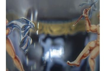 イタリア　ムラノガラス　ベネチアンガラス　金彩と鮮やかな色彩で絵付けされた豪華なワイングラス(ヴェネチアングラス、MURANO、ムラーノガラス、作家物)(R-077677)