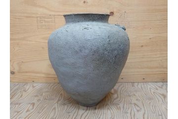 鎌倉時代〜室町時代　珠洲焼　高さ46cm　素朴な美しさを感じる壷(綾杉文、甕、壺)(R-077678)