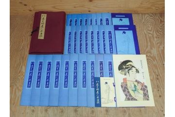 未刊　浮世絵美人名画撰　アダチ版画研究所　版画26枚セット(木版画、日/英文解説書付き、喜多川歌麿、渓斎栄泉、鈴木春信、歌川国貞、鳥居清長、磯田湖龍斎等)(R-077679)