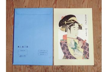未刊　浮世絵美人名画撰　アダチ版画研究所　版画26枚セット(木版画、日/英文解説書付き、喜多川歌麿、渓斎栄泉、鈴木春信、歌川国貞、鳥居清長、磯田湖龍斎等)(R-077679)