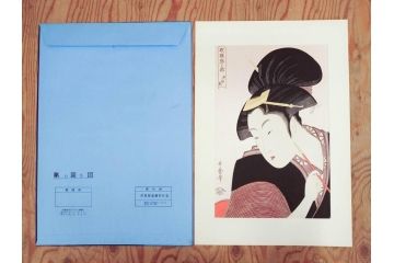 未刊　浮世絵美人名画撰　アダチ版画研究所　版画26枚セット(木版画、日/英文解説書付き、喜多川歌麿、渓斎栄泉、鈴木春信、歌川国貞、鳥居清長、磯田湖龍斎等)(R-077679)