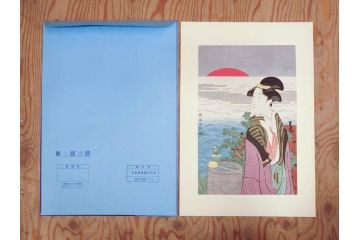 未刊　浮世絵美人名画撰　アダチ版画研究所　版画26枚セット(木版画、日/英文解説書付き、喜多川歌麿、渓斎栄泉、鈴木春信、歌川国貞、鳥居清長、磯田湖龍斎等)(R-077679)