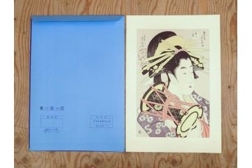 未刊　浮世絵美人名画撰　アダチ版画研究所　版画26枚セット(木版画、日/英文解説書付き、喜多川歌麿、渓斎栄泉、鈴木春信、歌川国貞、鳥居清長、磯田湖龍斎等)(R-077679)