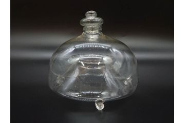 大正〜昭和初期　蓋付き　ノスタルジックな雰囲気を演出するハエ取り瓶2個セット(蠅、蝿、ハエトリ器、ガラス、硝子、フタ付き)(R-077682)