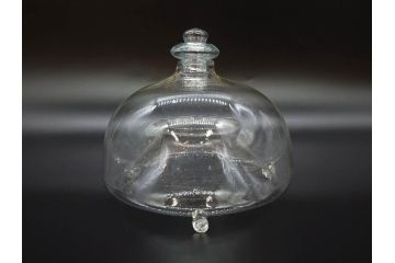 大正〜昭和初期　蓋付き　ノスタルジックな雰囲気を演出するハエ取り瓶2個セット(蠅、蝿、ハエトリ器、ガラス、硝子、フタ付き)(R-077684)