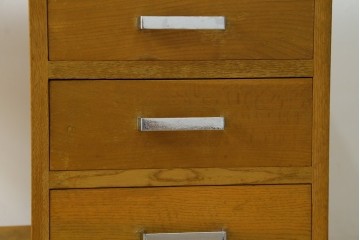 和製ヴィンテージ　楢(ナラ)材　郵便局で使われていた作業台付き片袖机　(R-077691)