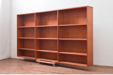 和製アンティーク　特大!!古い図書館のブックラック(本屋、展示棚、本棚、陳列棚、ブックシェルフ、オープンラック、収納棚、飾り棚、ディスプレイラック、店舗什器)(R-077692)