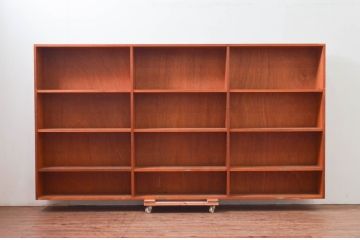 和製アンティーク　特大!!古い図書館のブックラック(本屋、展示棚、本棚、陳列棚、ブックシェルフ、オープンラック、収納棚、飾り棚、ディスプレイラック、店舗什器)(R-077692)