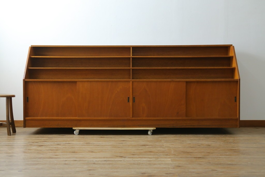 和製ヴィンテージ　図書館で使われていたシンプルなブックラック　(R-077696)